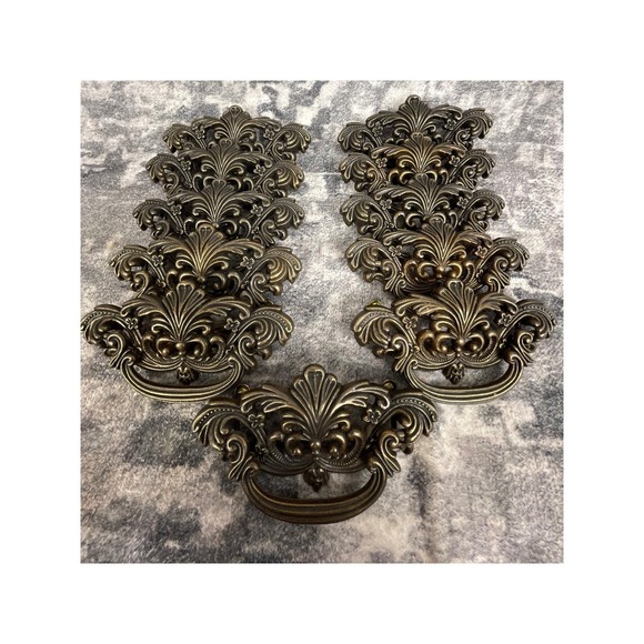 Unbranded Other - Vtg Style Ornate Scalloped Drawer Bail Pulls Gold Hollywood Regency Luxury Decor